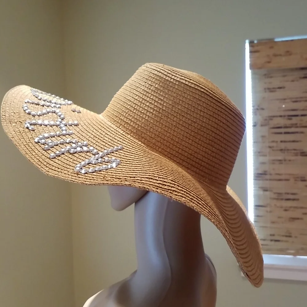 Something Special Rhinestone Paper Floppy Brim Hat